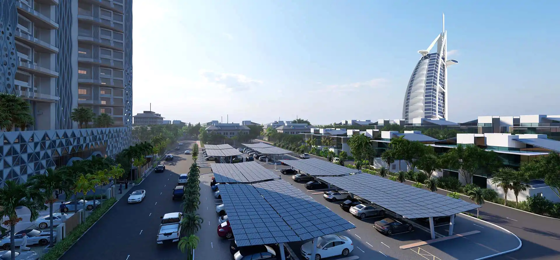 Solar car parking shade UAE